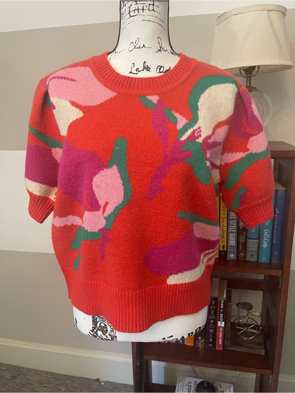 Bright Floral Crewneck Sweater - Red/Pink/Green